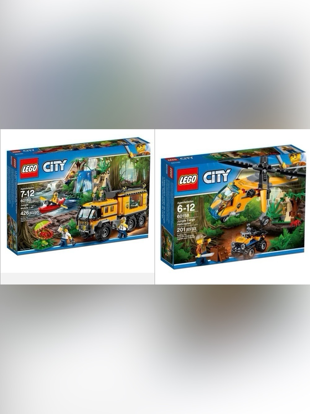 Lego 60158 Jungle Cargo Helicopter AND 60160 Jungle Mobile Lab